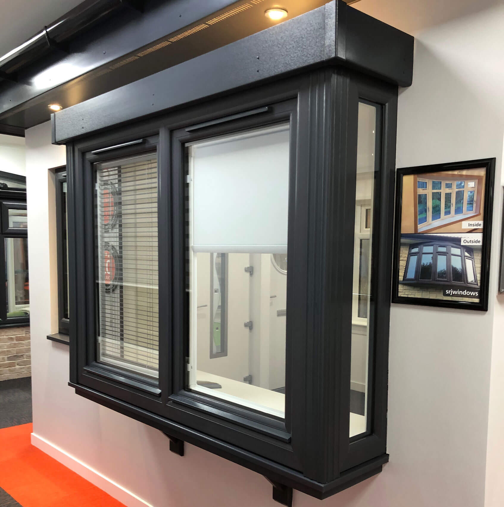 black windows in showroom