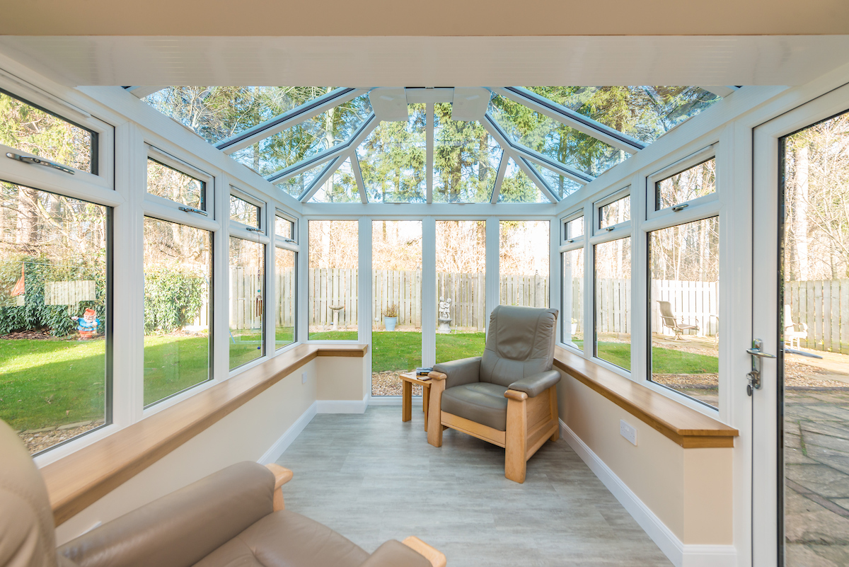 glass conservatory roof and windows